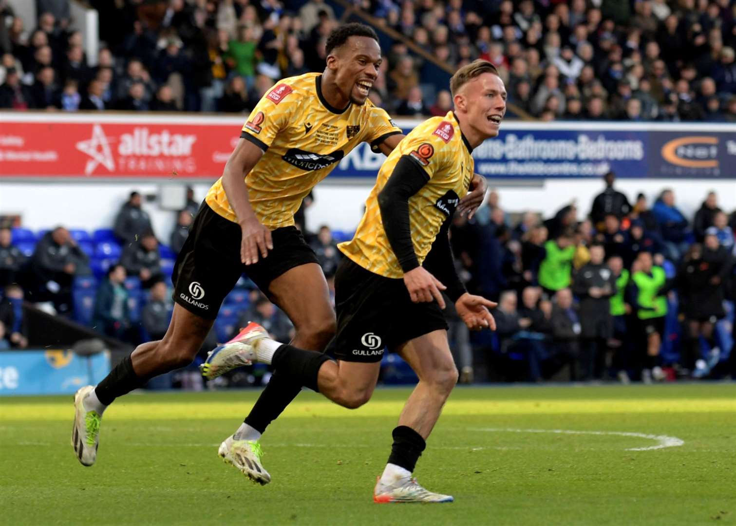 Maidstone midfielder Sam Corne celebrates after scoring what proved to be the winner at Ipswich in the last round. Picture: Barry Goodwin