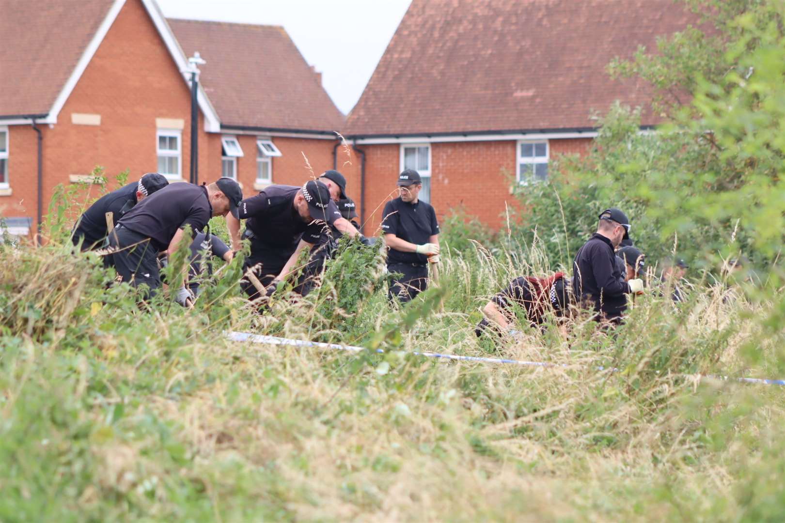 Police carrying out a search in Sittingbourne after a teenage girl was stabbed. Picture: John Nurden