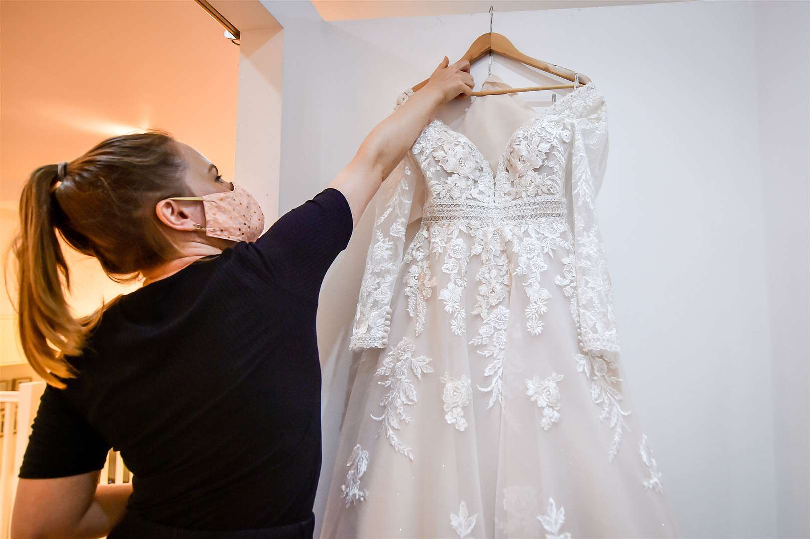 A wedding dress is quarantined after being tried on (Ben Birchall/PA)