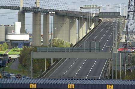 Empty QE2 bridge from Dartford side