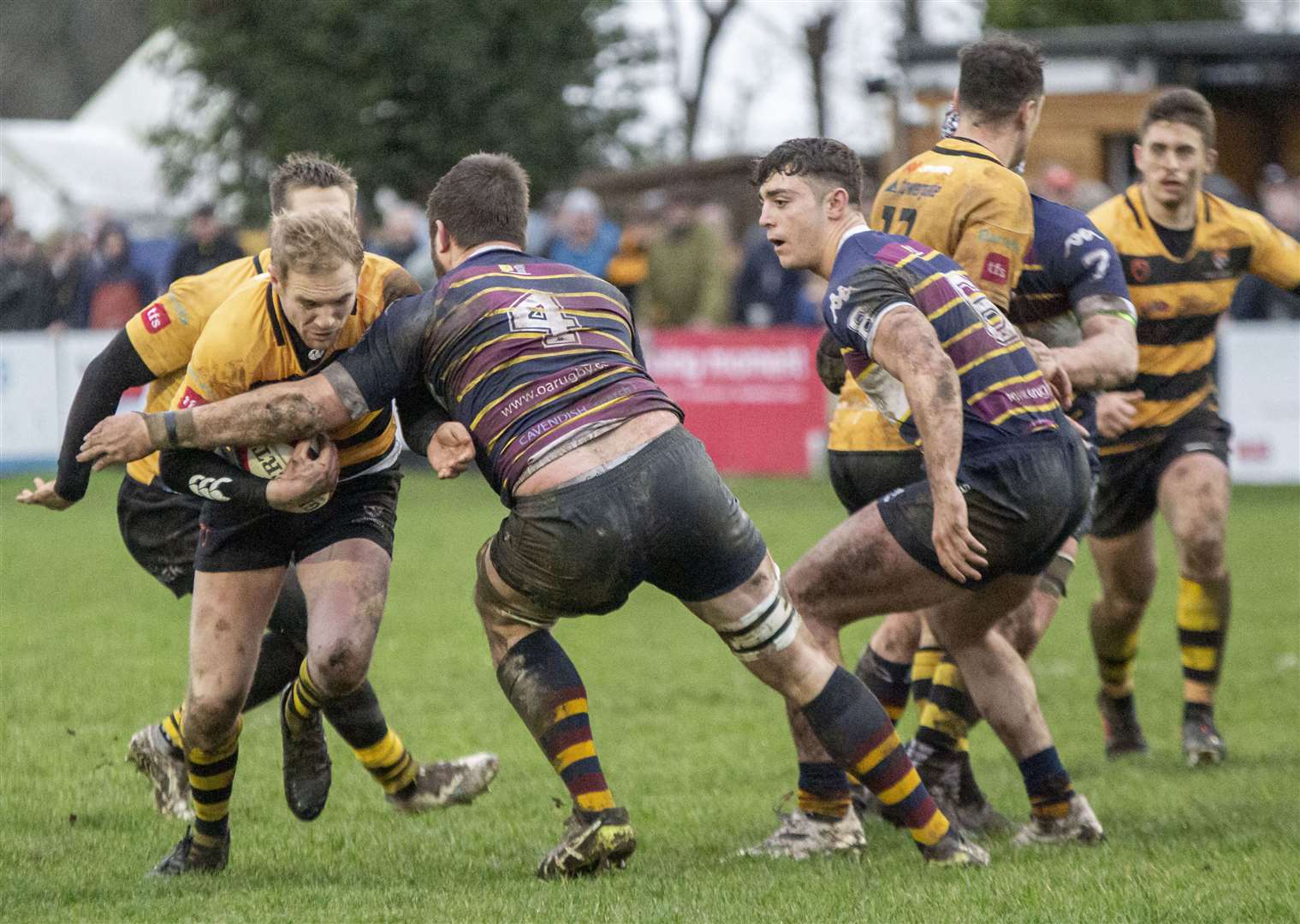 Canterbury's Frank Reynolds challenged by Old Albanians. Picture Phillipa Hilton