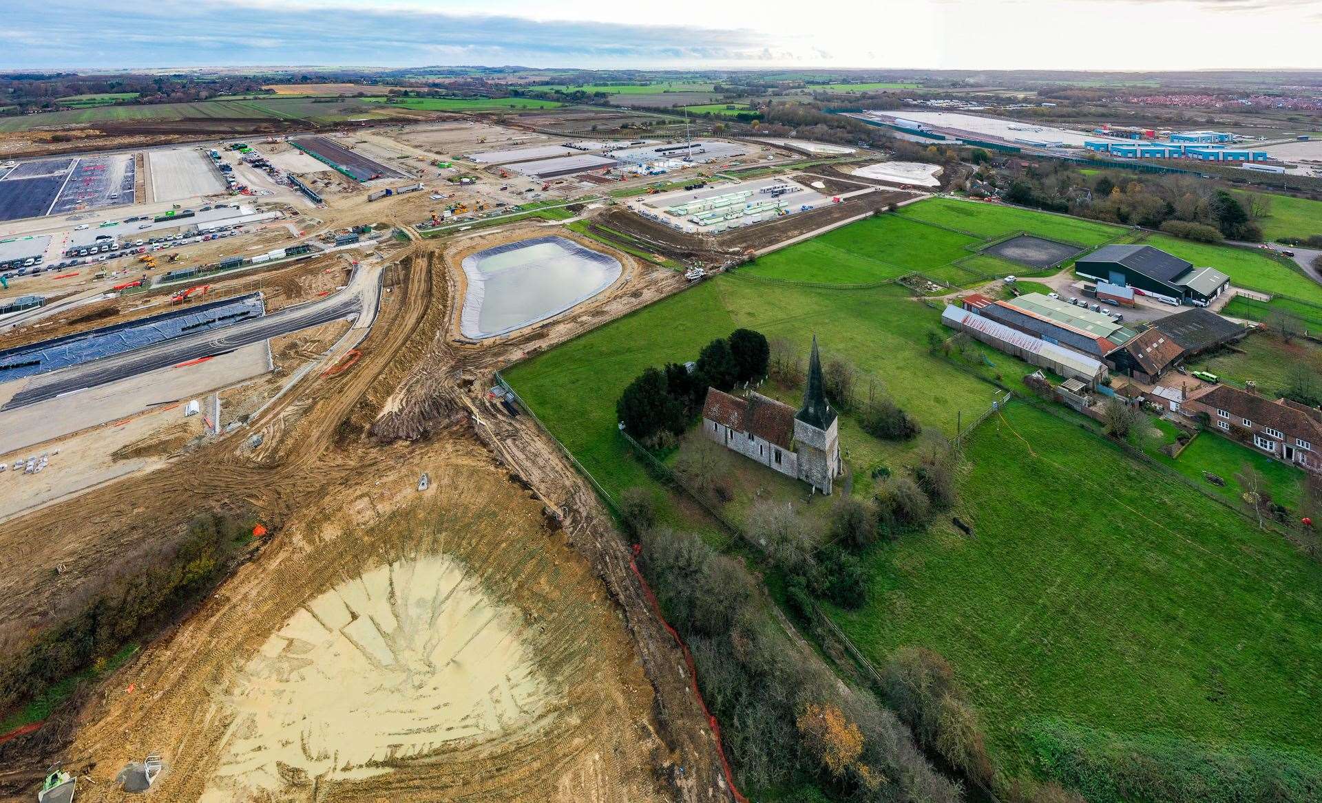 The 66-acre MOJO site is next to the historic Sevington church