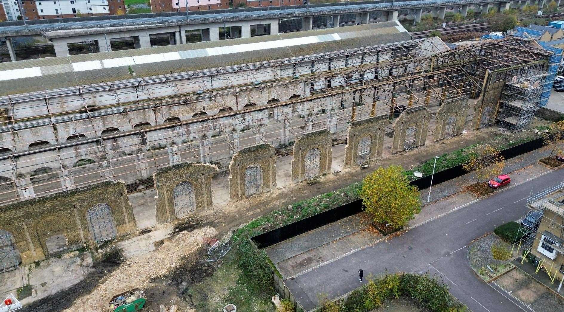 Bosses say 50,000 bricks have been “removed and preserved” from the engine sheds at Ashford's Newtown railway works. Picture: Nicholas Cane