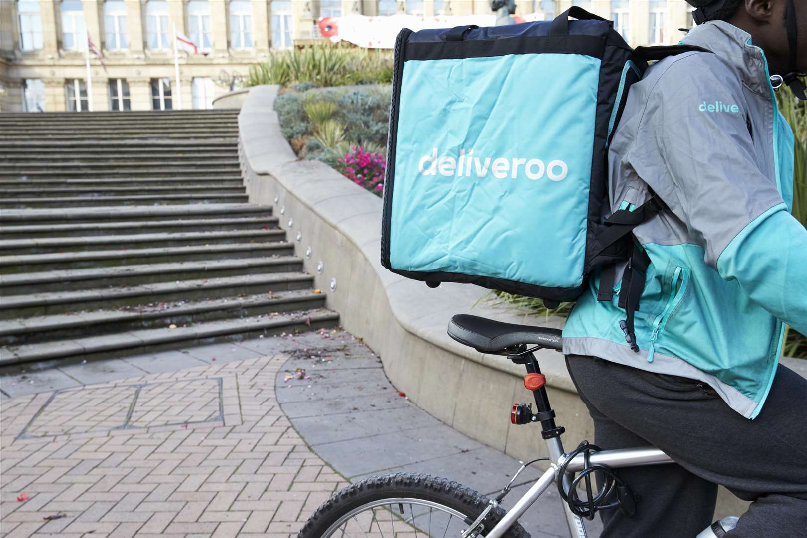 A Deliveroo cyclist