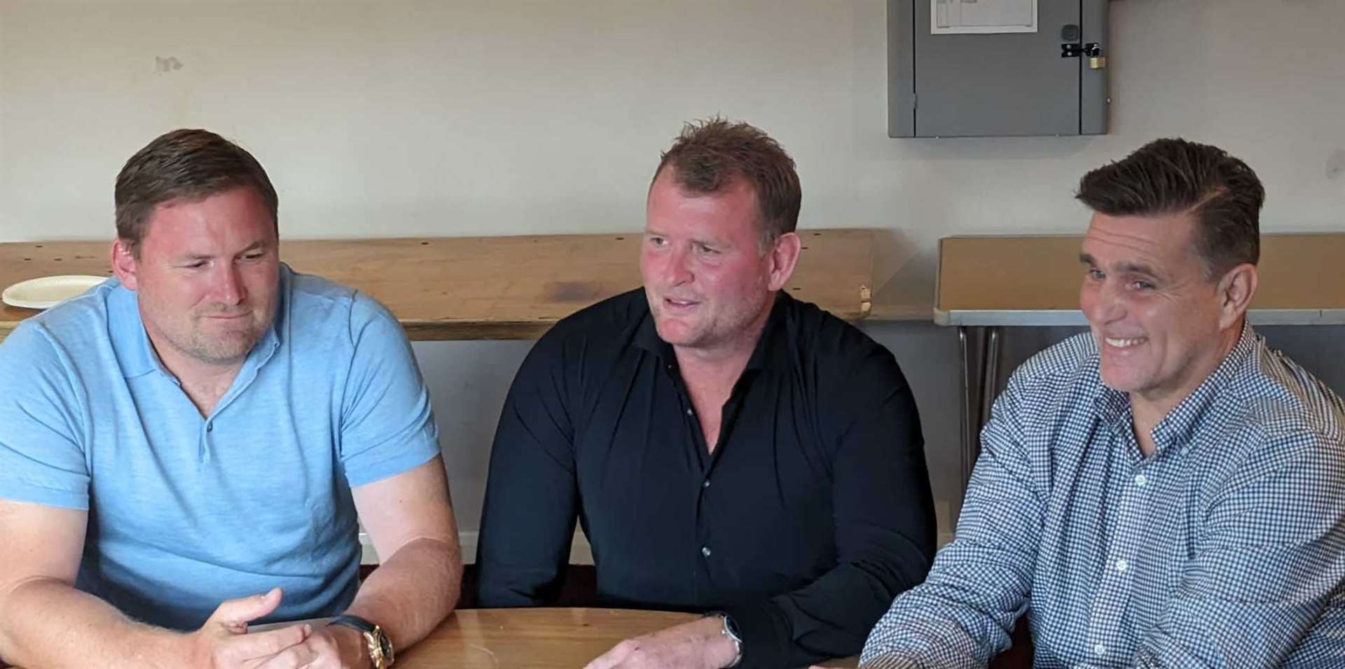 Lordswood FC vice chairman Gary Peck (left), chairman Ray Broad (middle) and director of football Jason Lillis (right)