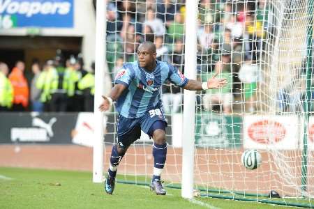 Leroy Lita celebrates his second goal. Picture: BARRY GOODWIN