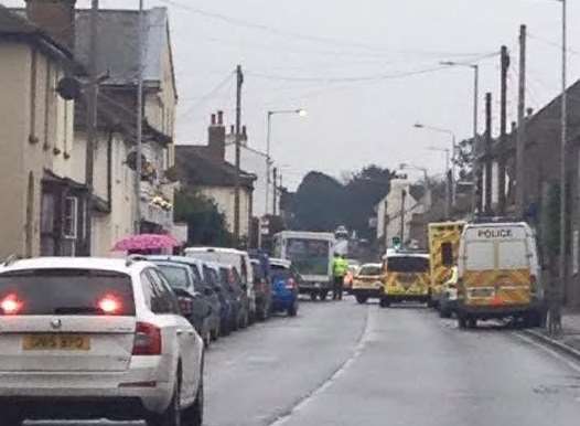 The scene immediately after the accident in Teynham.