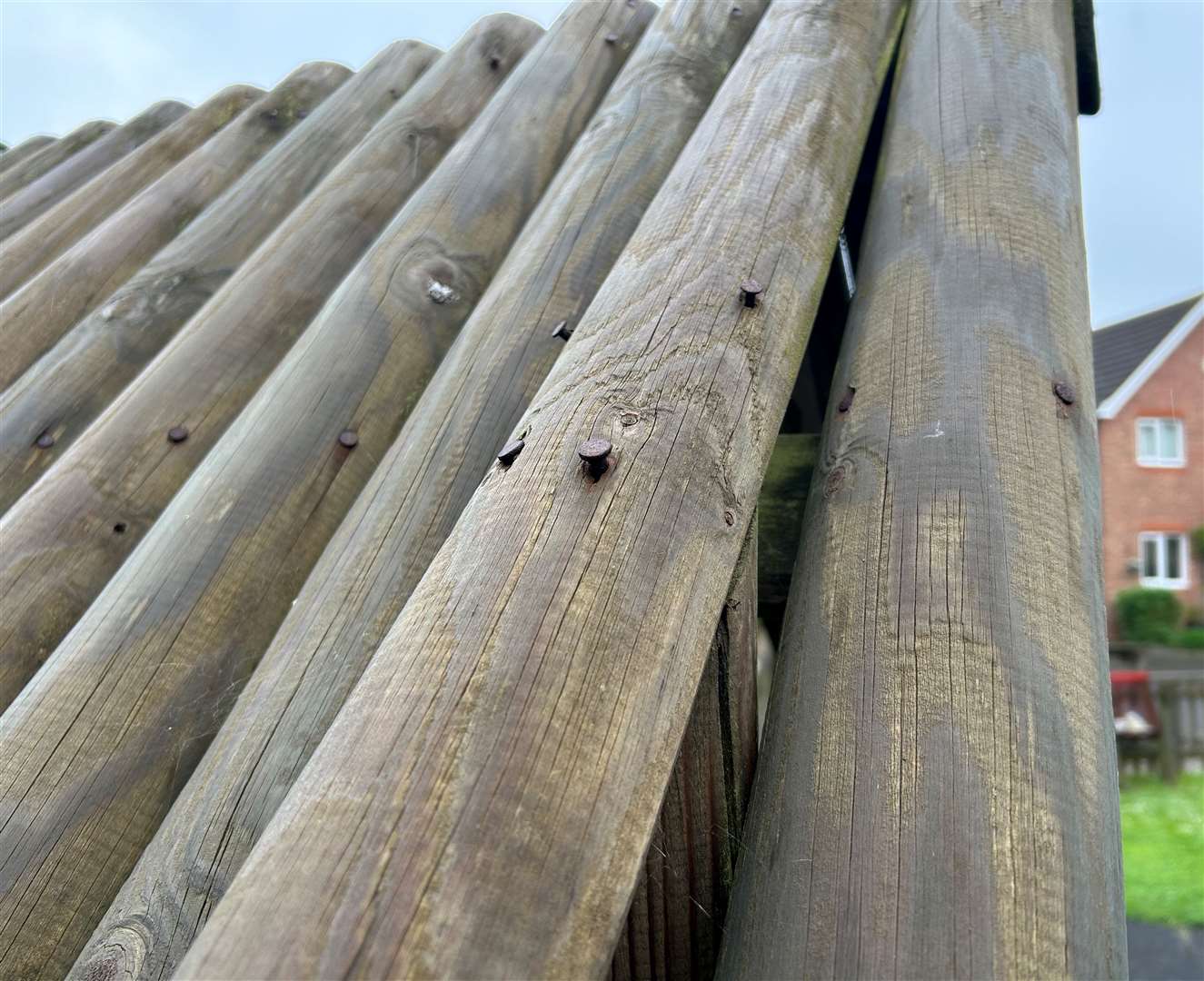 Rusty nails on a climbing frame at The Oaze in Whitstable