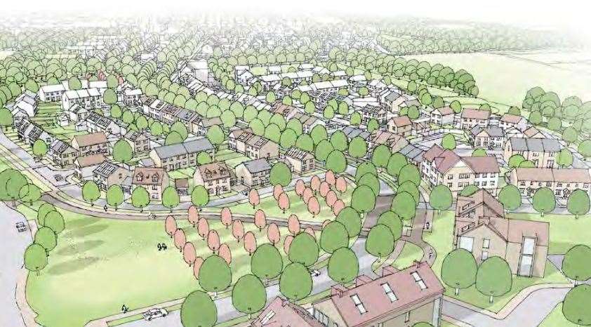 The new 800-home developmet in Hersden, near Canterbury, will cover an area about the size of 87 football pitches. Pictures: Persimmon Homes