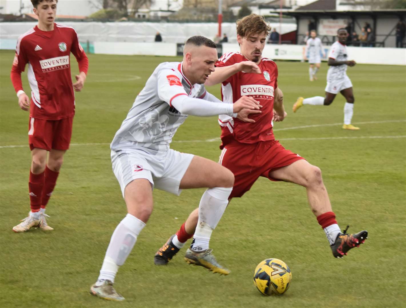 Beckenham - in action against Ramsgate this season - will remain in Isthmian South East despite finishing in the bottom two. Picture: Alan Coomes