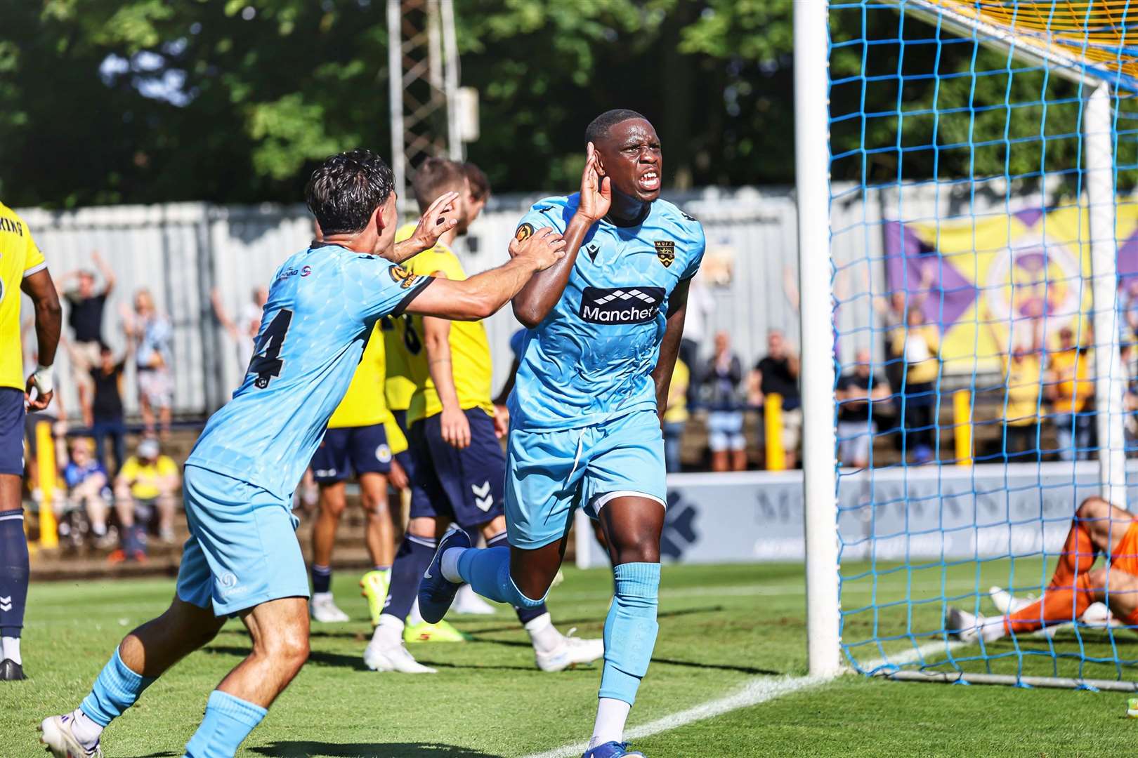 Delight for Temi Eweka after heading Maidstone's late winner at St Albans. Picture: Helen Cooper