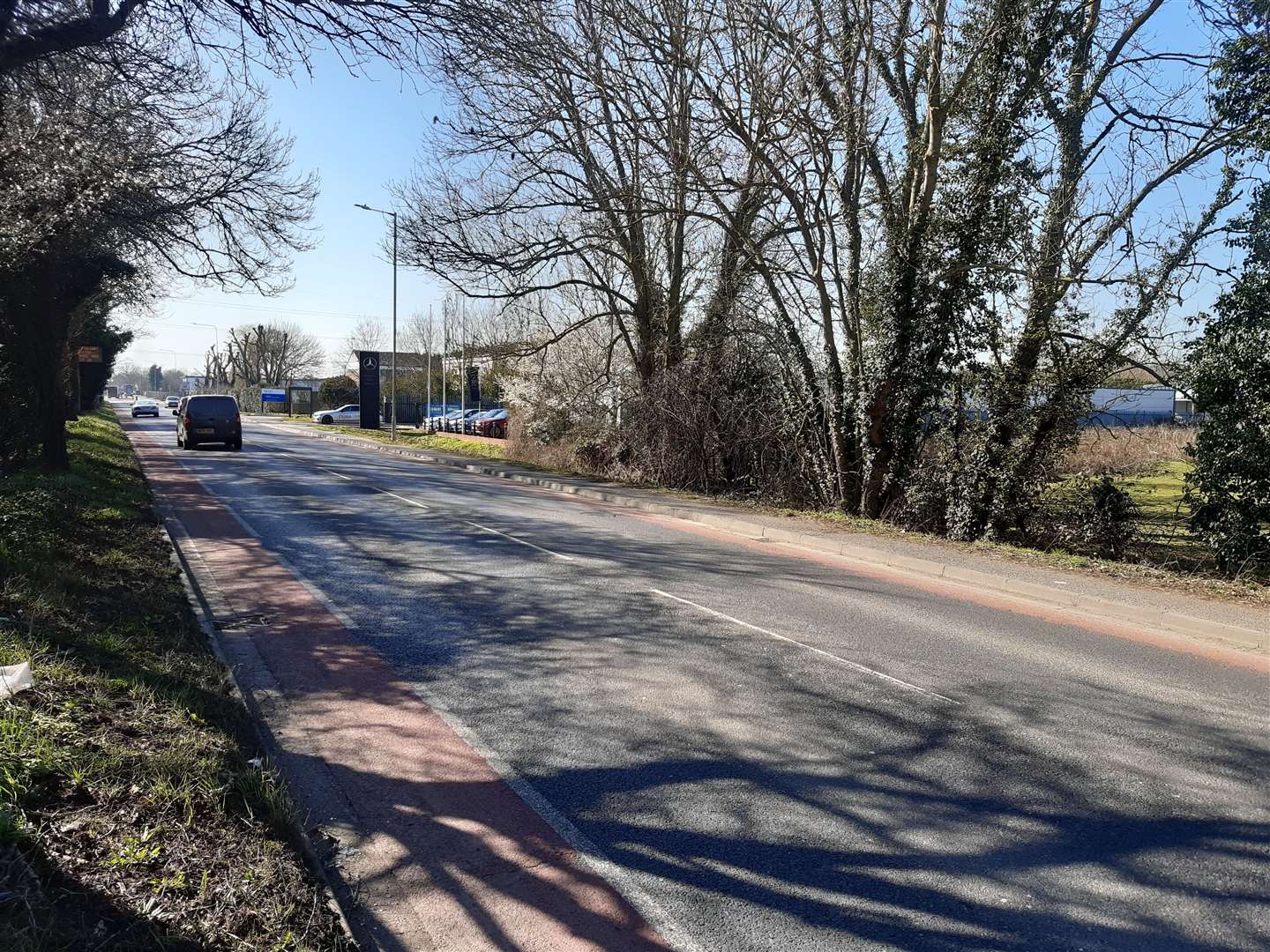 Where the roundabout leading to the relief road was set to go on the A28