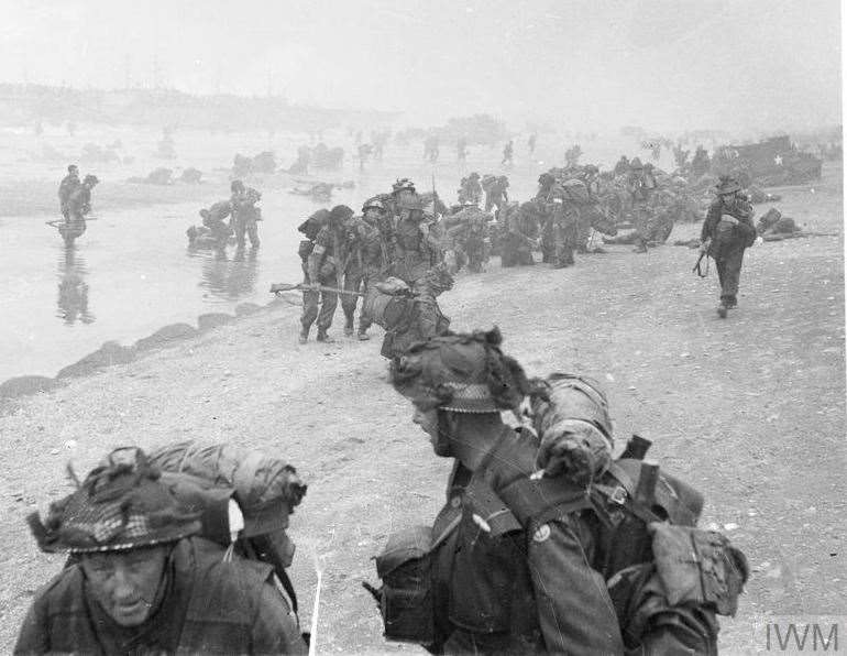 Troops on the beaches of Normandy on June 6, 1944. Picture: IWM