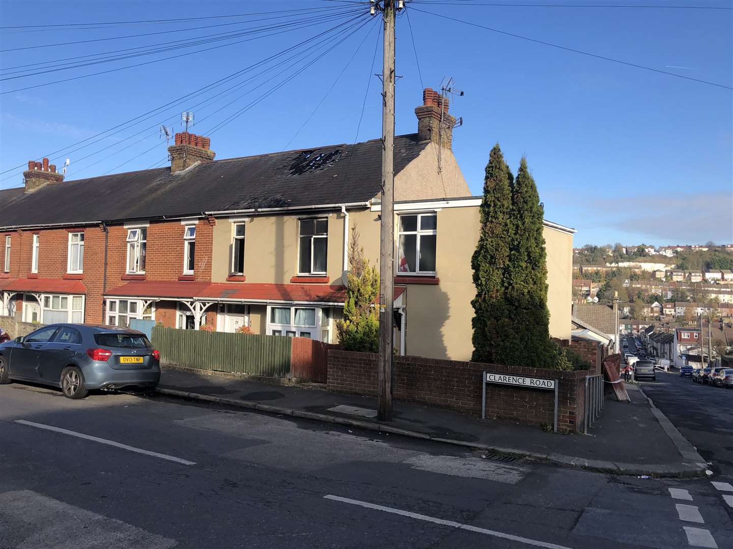 A fire broke out in a house in Clarence Road