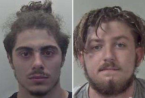 Dylan Skenderi, of Barnett Field, Ashford and Reece Parker, of Crownfield Road, Ashford were jailed for drug dealing in Ashford after they were caught attempting to jump from a window to escape police. Picture: Kent Police