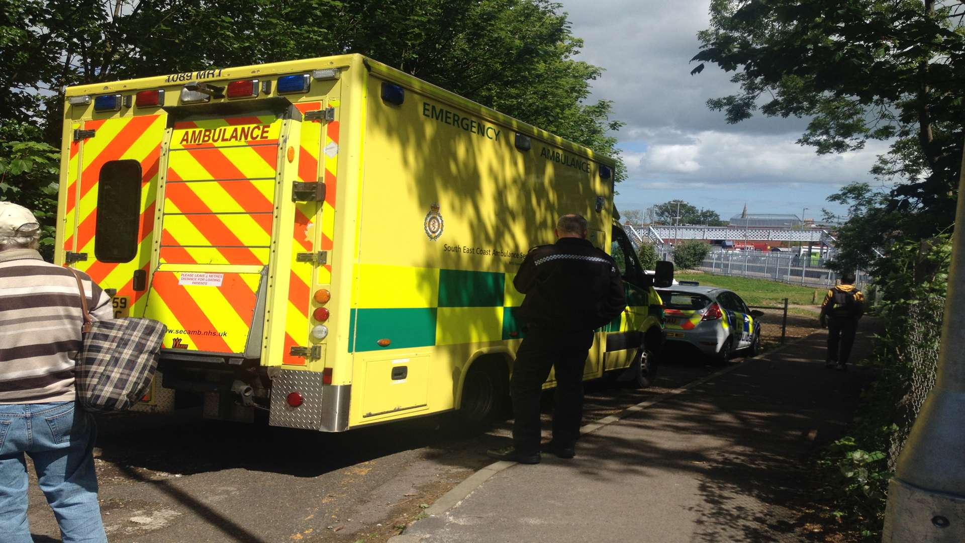 The emergency services at the scene near Deal Train Station