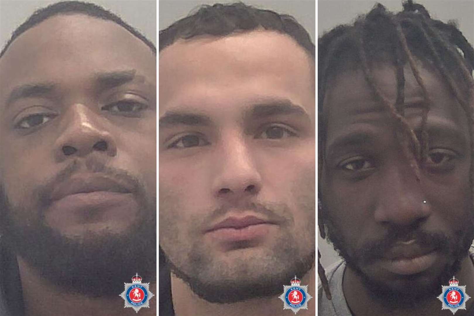 Ashley Henry, Morgan Tinpeloo, Marvrick Elba were locked up. Pictures: Kent Police