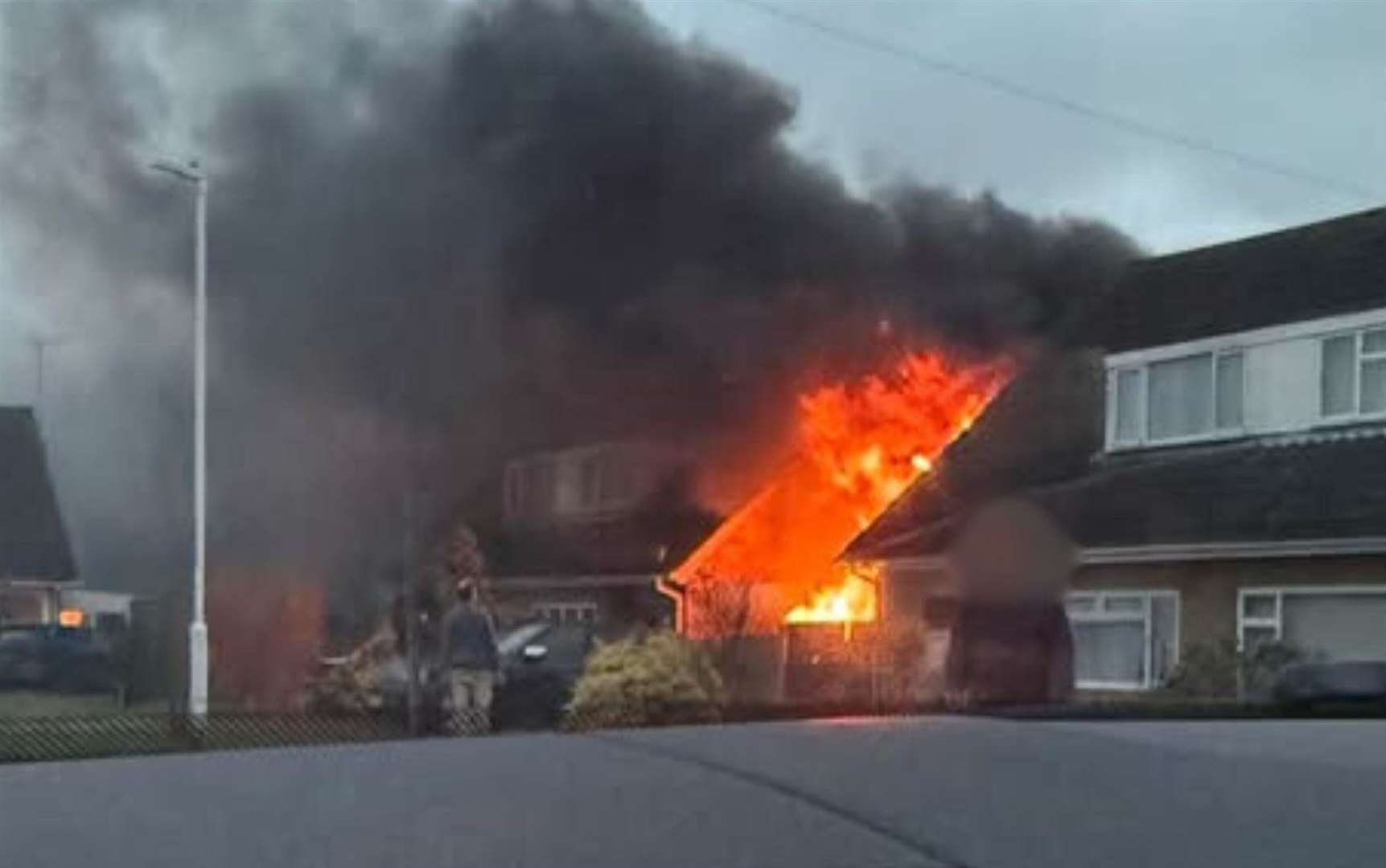 The fire in The Warren, Whitstable, at 7.45am this morning