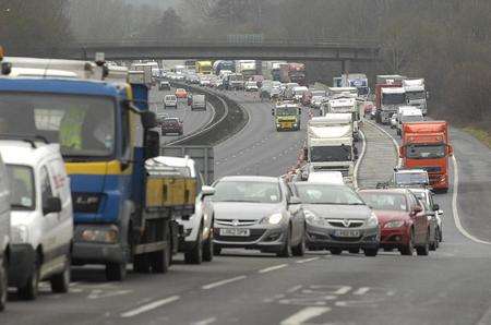 Lorry jack-knifes on M20 at junction 4 near Snodland.