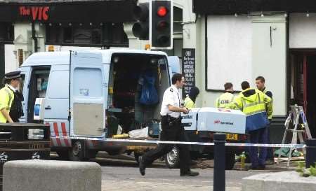 The scene outside the derelict building. Picture: JOHN WARDLEY