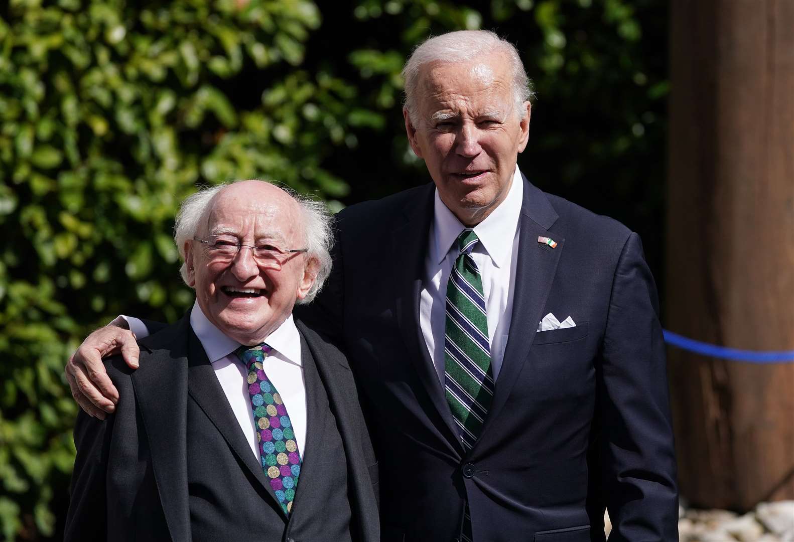 US President Joe Biden with Irish President Michael D Higgins at Aras an Uachtarain, in Dublin in 2023 (Brian Lawless/PA)