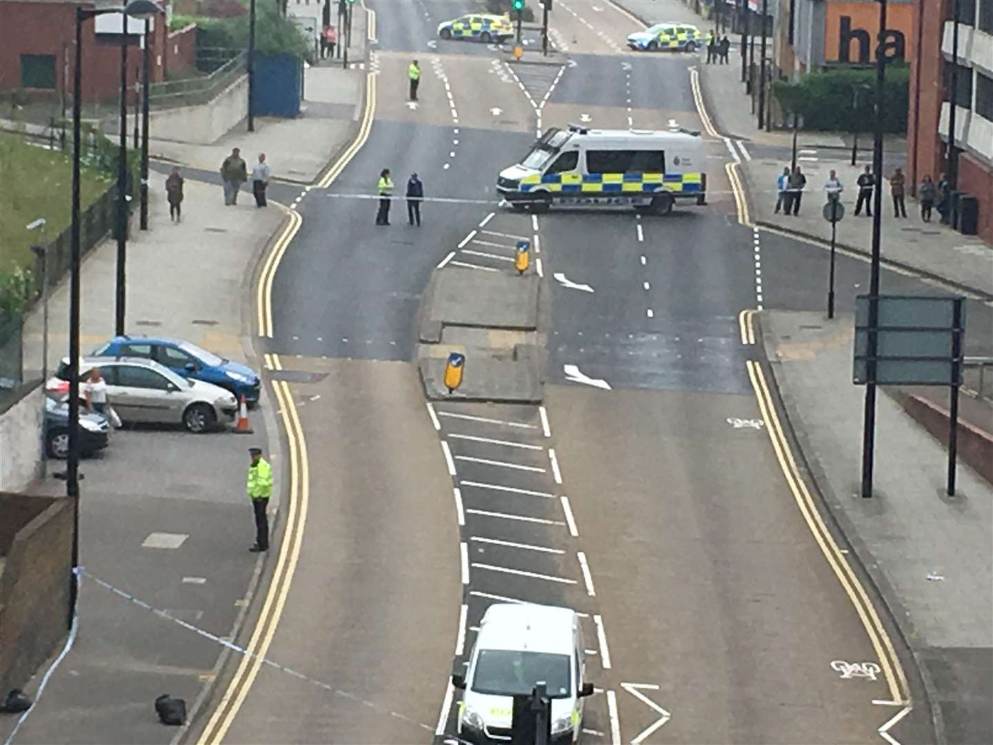 Emergency services on the scene outside the Pentagon Shopping Centre (2545242)