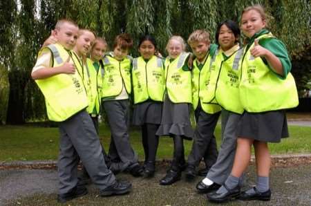 These pupils from East Borough Primary School will celebrate the launch of a school walking bus scheme on Wednesday. Picture: Matthew Walker
