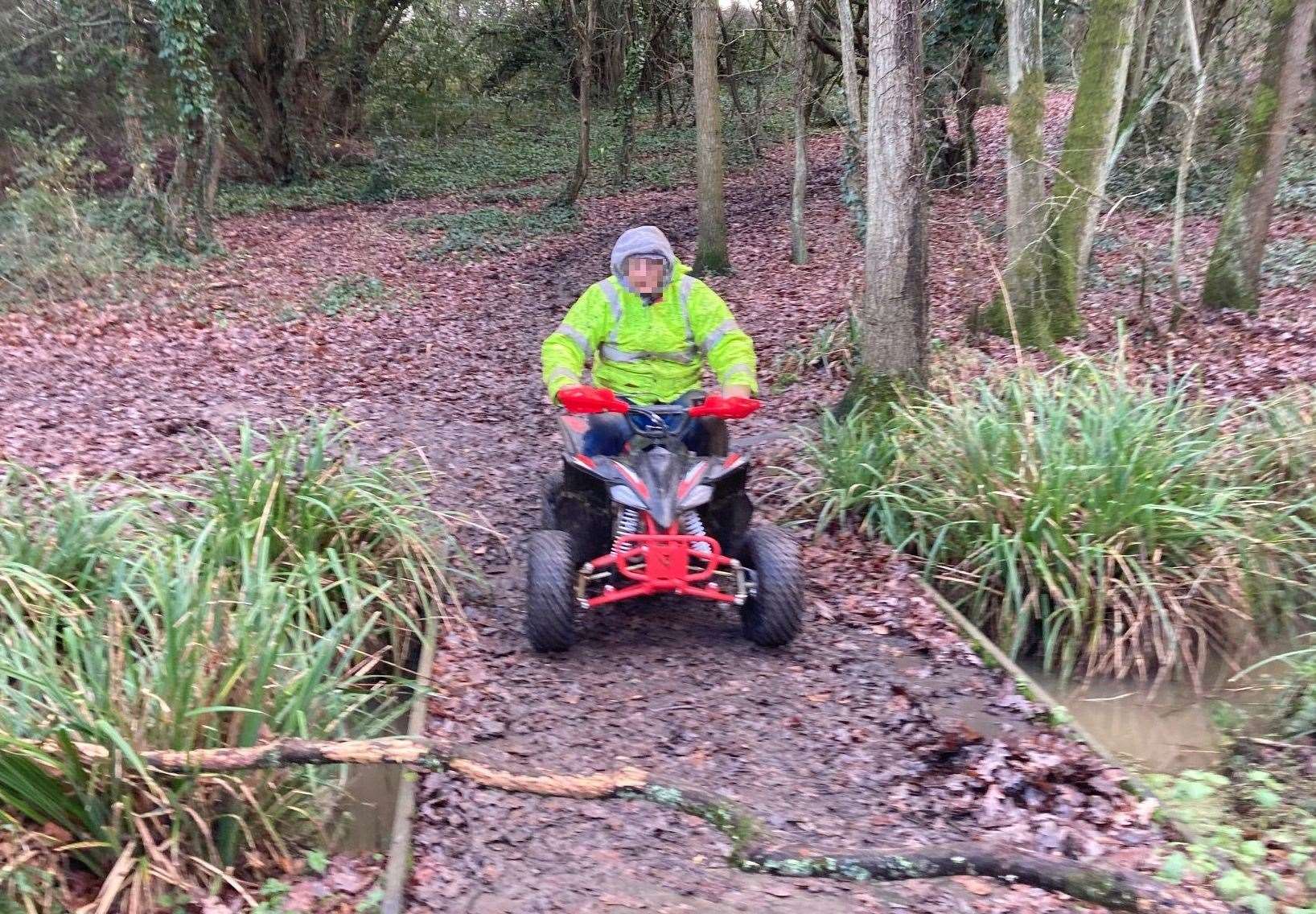 The man on the quad bike at Duncan Down in Whitstable. Picture: Ashley Clark