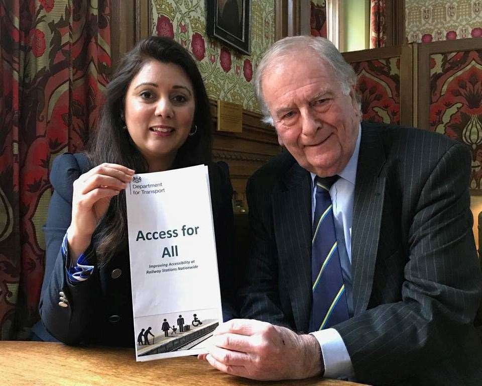 Nusrat Ghani MP, who was elected, pictured with Sir Roger on an earlier occasion