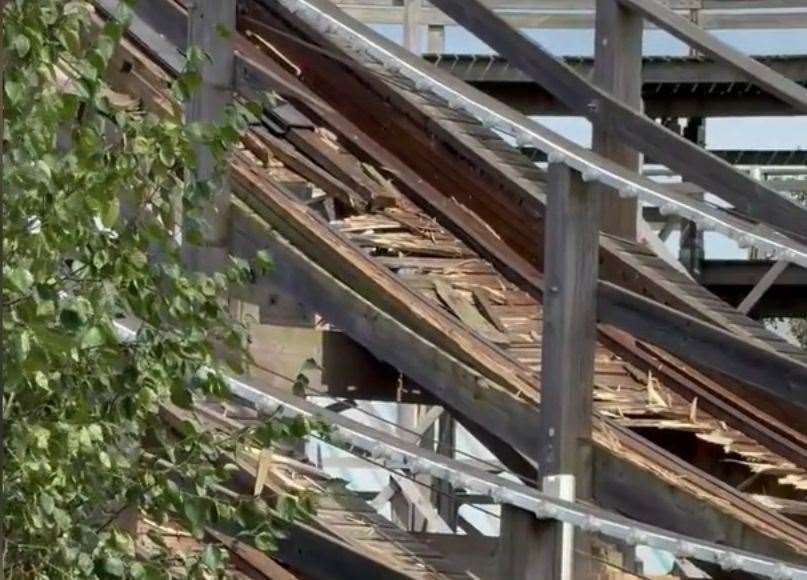 The damage to the Scenic Railway at Dreamland Margate. Picture: Micah Fagan