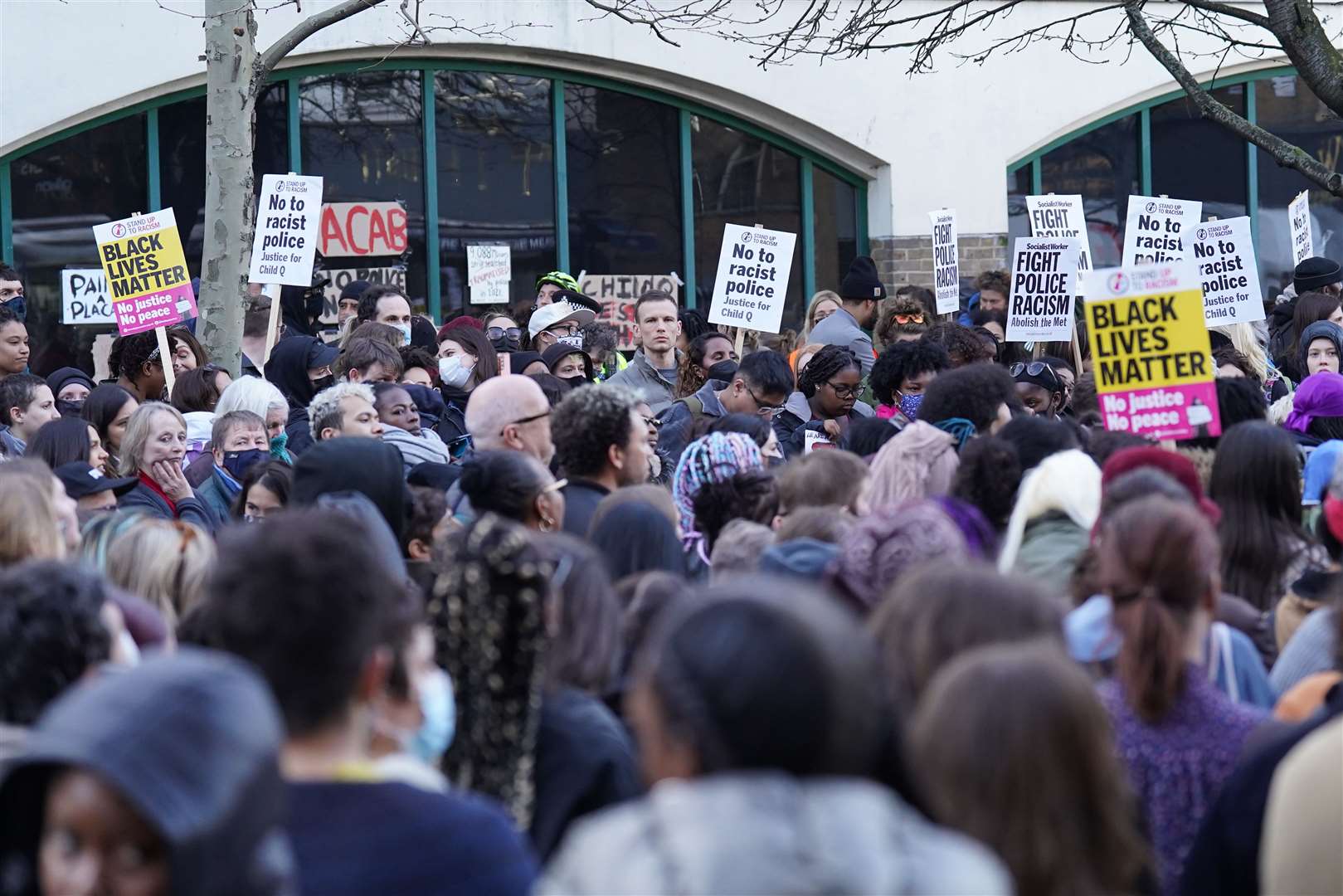 A demonstration outside Stoke Newington Police Station over the treatment of Child Q (Stefan Rousseau/PA)