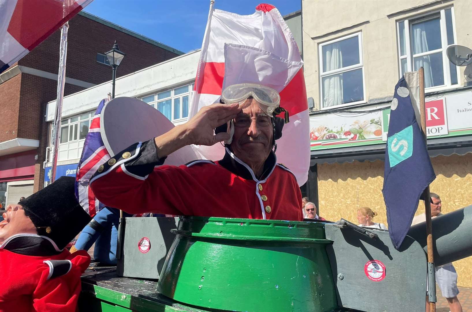 We salute you! Tim Bell from Minster in his homemade tank. Picture: Joe Crossley