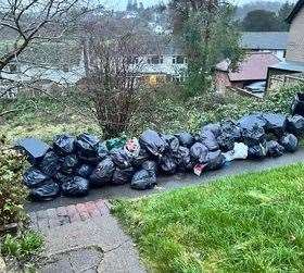 Rubbish piled up awaiting collection