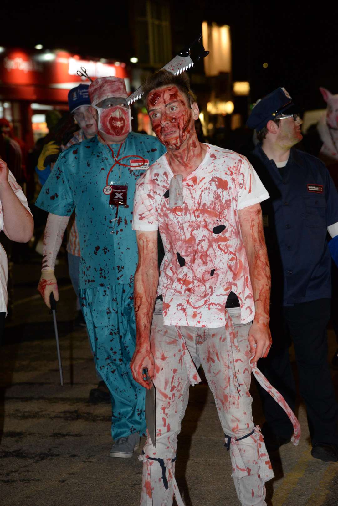Many wore tattered clothes and were drenched in fake blood