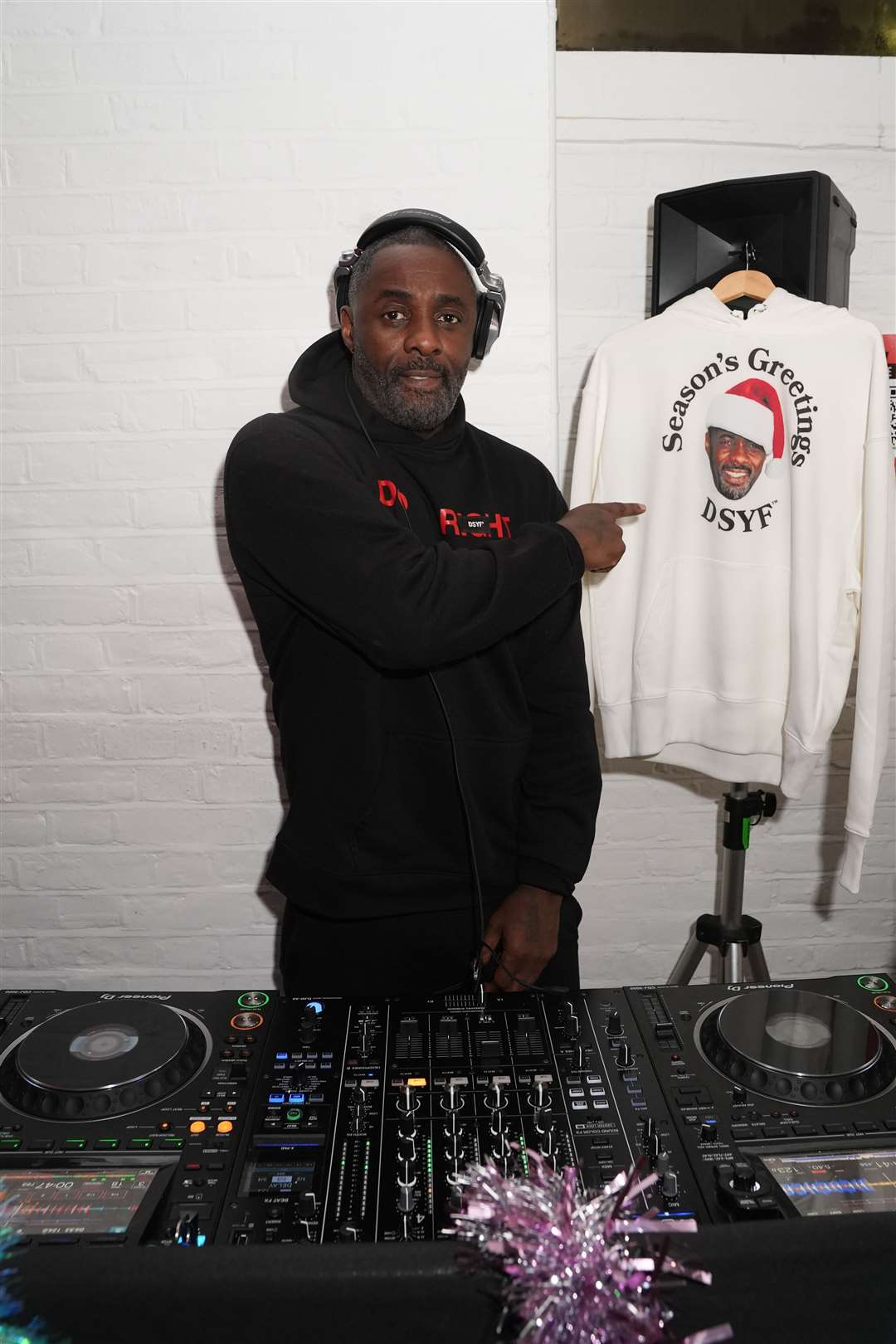 Idris Elba at the launch of his Don’t Stop Your Future (DSYF) ‘Family crimbo’ pop-up shop (Lucy North/PA)