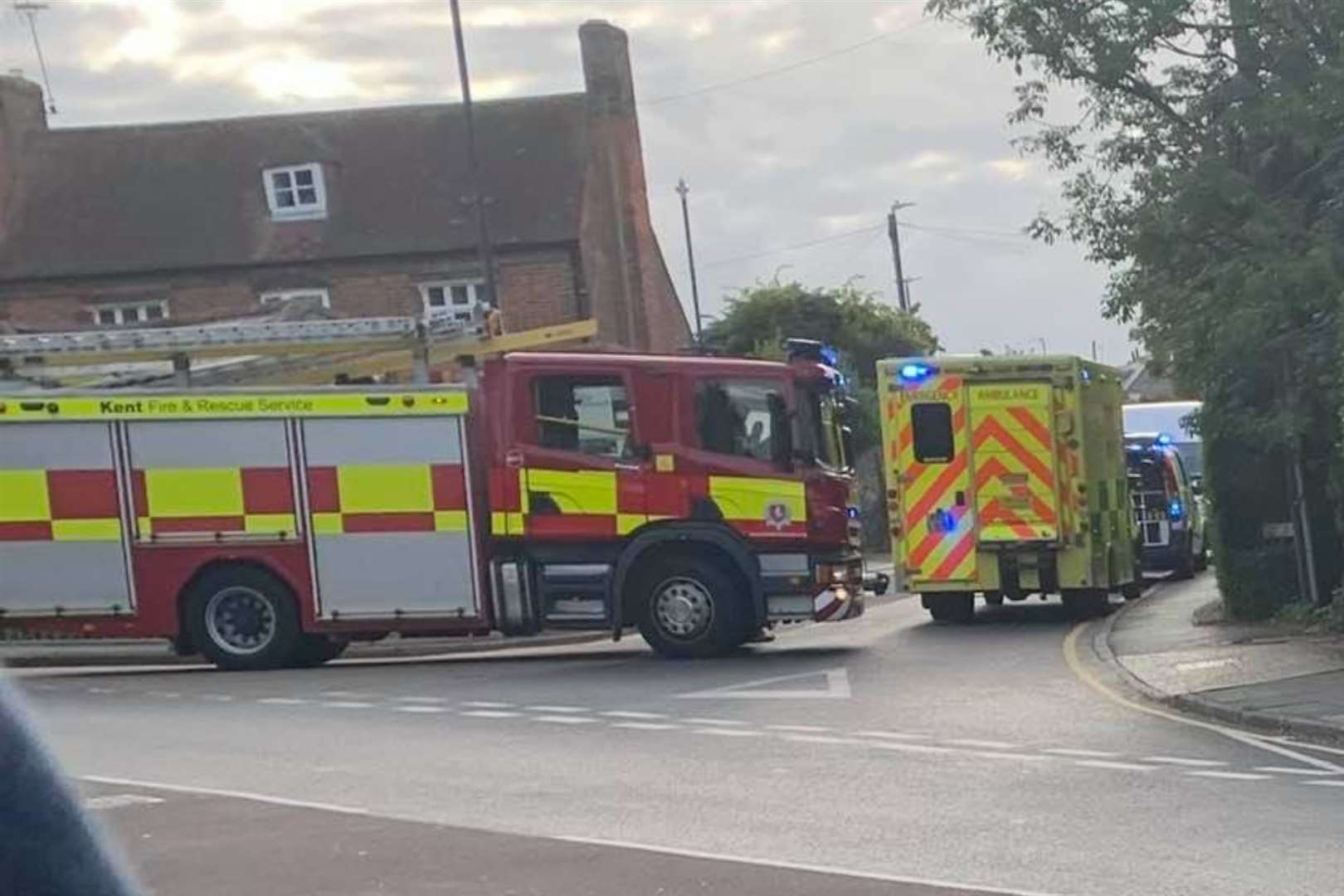 Joy Lane blocked by emergency vehicles. Picture: Daren Keates