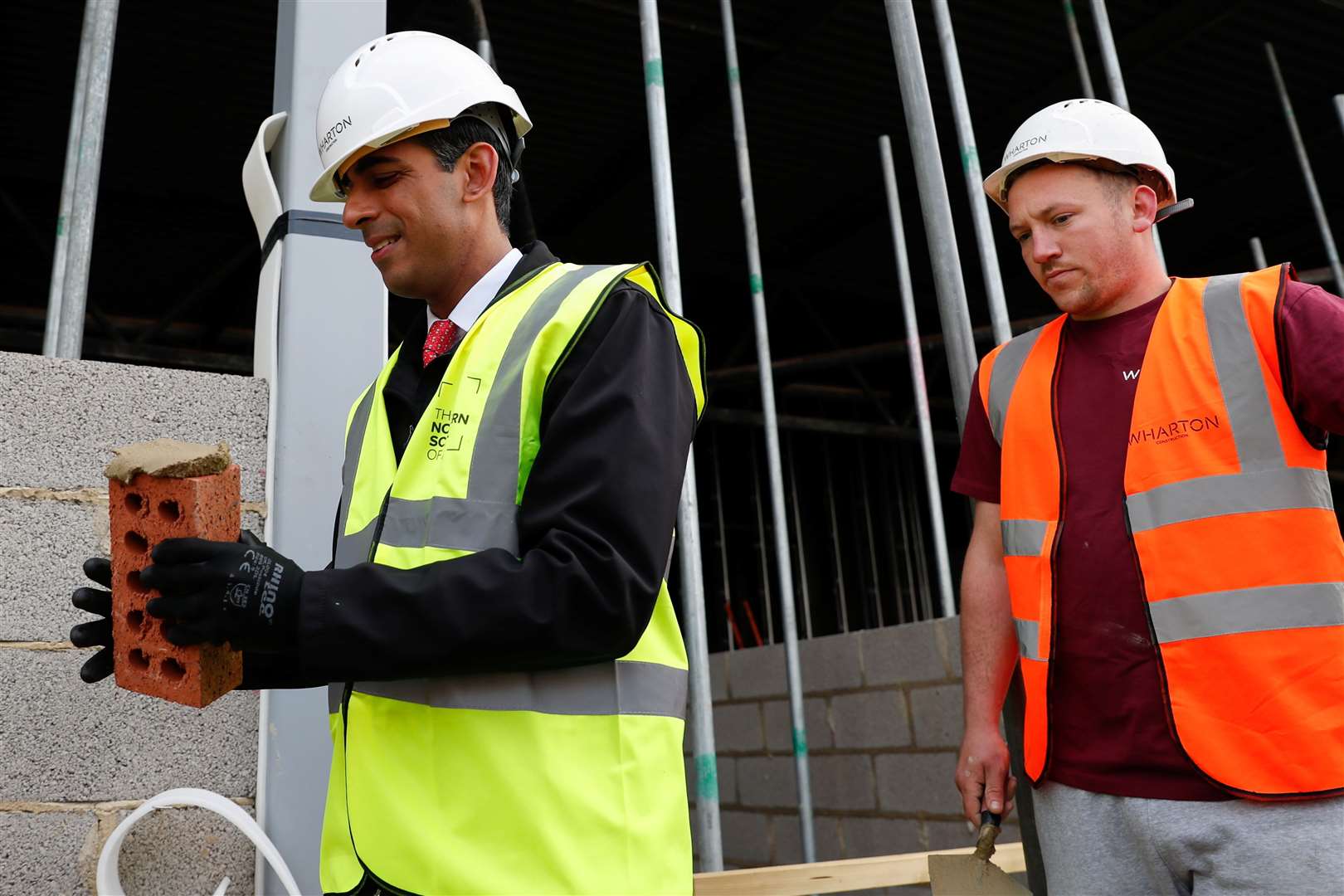 Bricklayer Danny Honeyman oversaw Chancellor Rishi Sunak’s attempts (Lee Smith/PA)