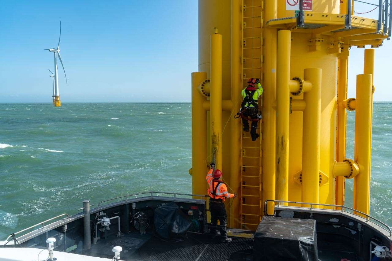 There are 100 turbines on the Thanet windfarm. Photo by Edward Thompson