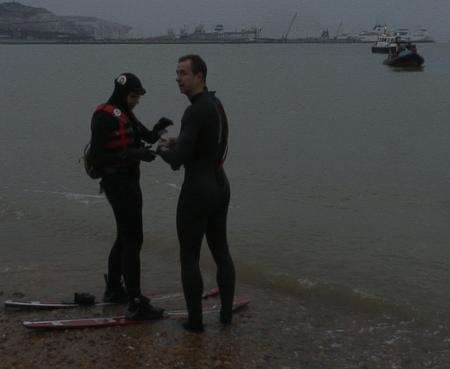 Presenter Christine Bleakley starts her successful bid to cross the Channel on waterskis