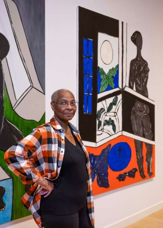 The artist with her 1991 work, The Wedding 45, which was recently acquired by the National Galleries of Scotland (Neil Hanna/PA)