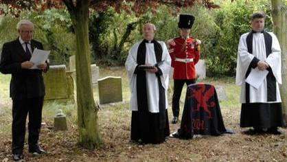 The dedication of the headstone in All Saints Churchyard commemorating Lt Stephen Kirby killed by the IRA in 1979. Picture:Chris Davey