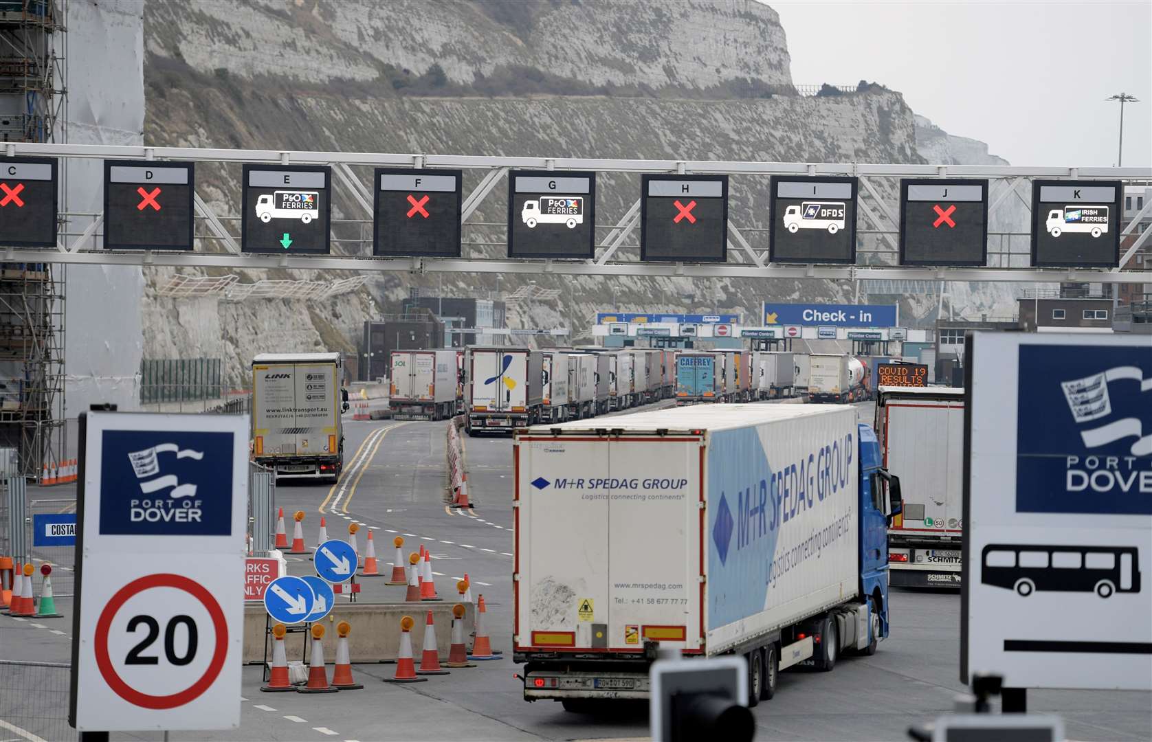 Lorries queue at the port of Dover. Picture: Stock