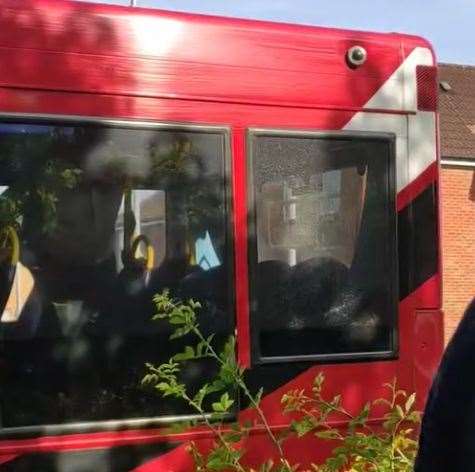 The back window of a Chalkwell bus has been shot at in Sonora Fields. Picture: Helen Rum
