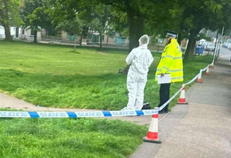 Boundary Park was cordoned off following the reported stabbing. Picture: Jordan Collins