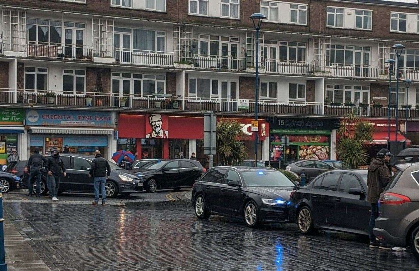 NCA officers stopping one car in Dover. Picture: UKnip