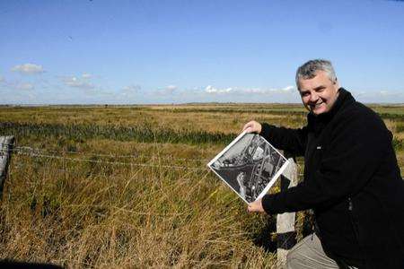 Exhibition organiser Mark Harrison overlooks the site of the battle