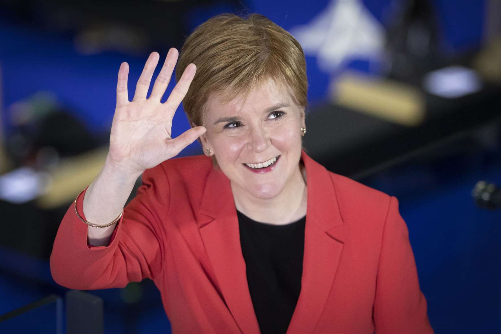 First Minister and SNP party leader Nicola Sturgeon at the count for the Scottish Parliamentary Elections at the Emirates Arena, Glasgow (Jane Barlow/PA)