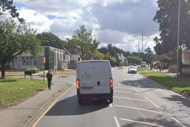 Sutton Road in Maidstone was blocked in both directions following a four-car crash. Picture: Google