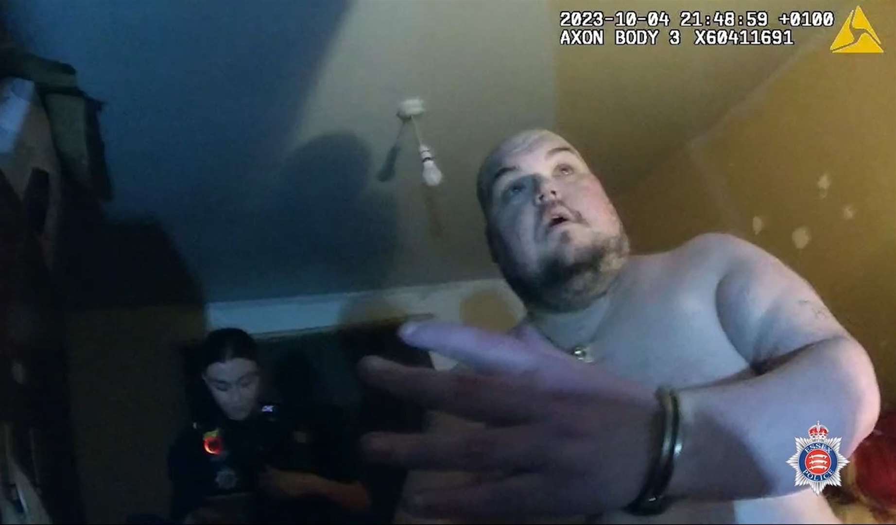 Plumb was shirtless when officers forced open his front door (Essex Police)