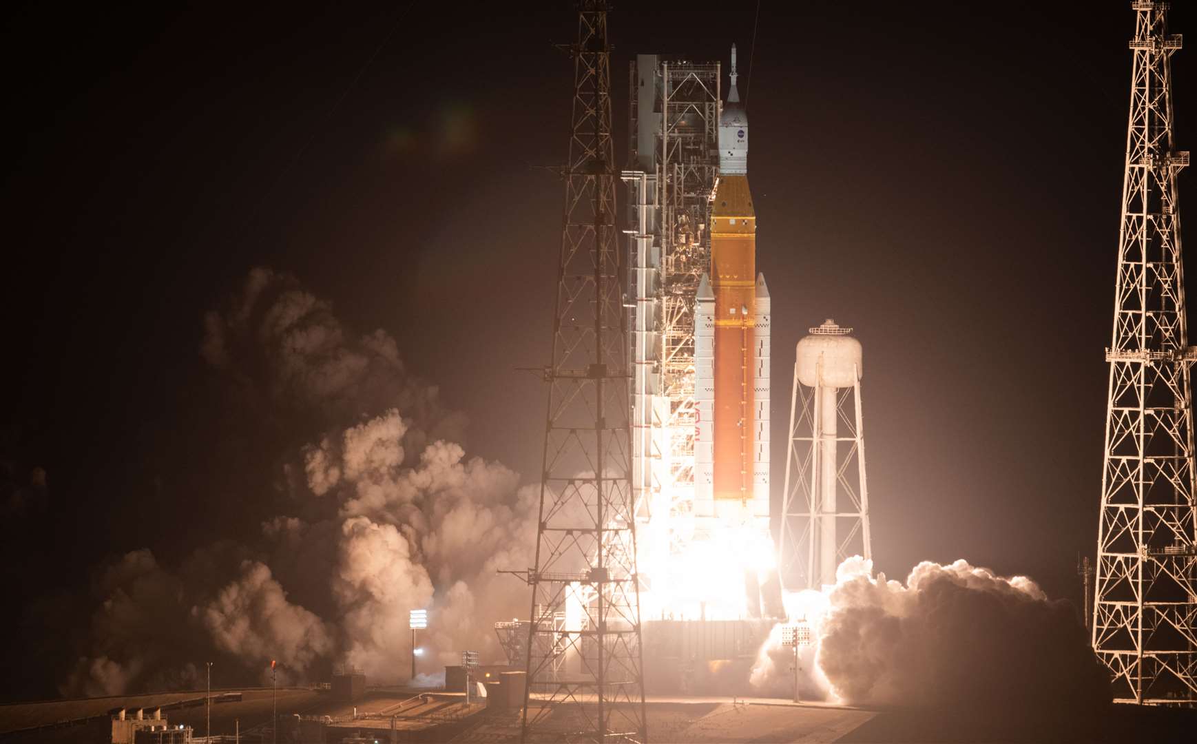 Nasa’s Space Launch System rocket carrying the Orion spacecraft (Nasa/Joel Kowsky)